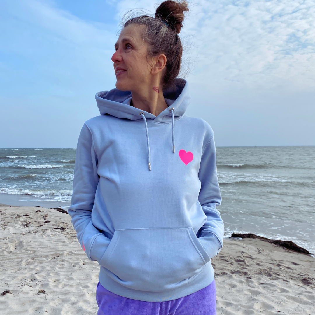 Kapuzenpullover Hoodie HERZ (serene blue/pink) loving soul