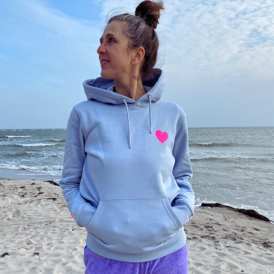 Kapuzenpullover Hoodie HERZ (serene blue/pink) loving soul