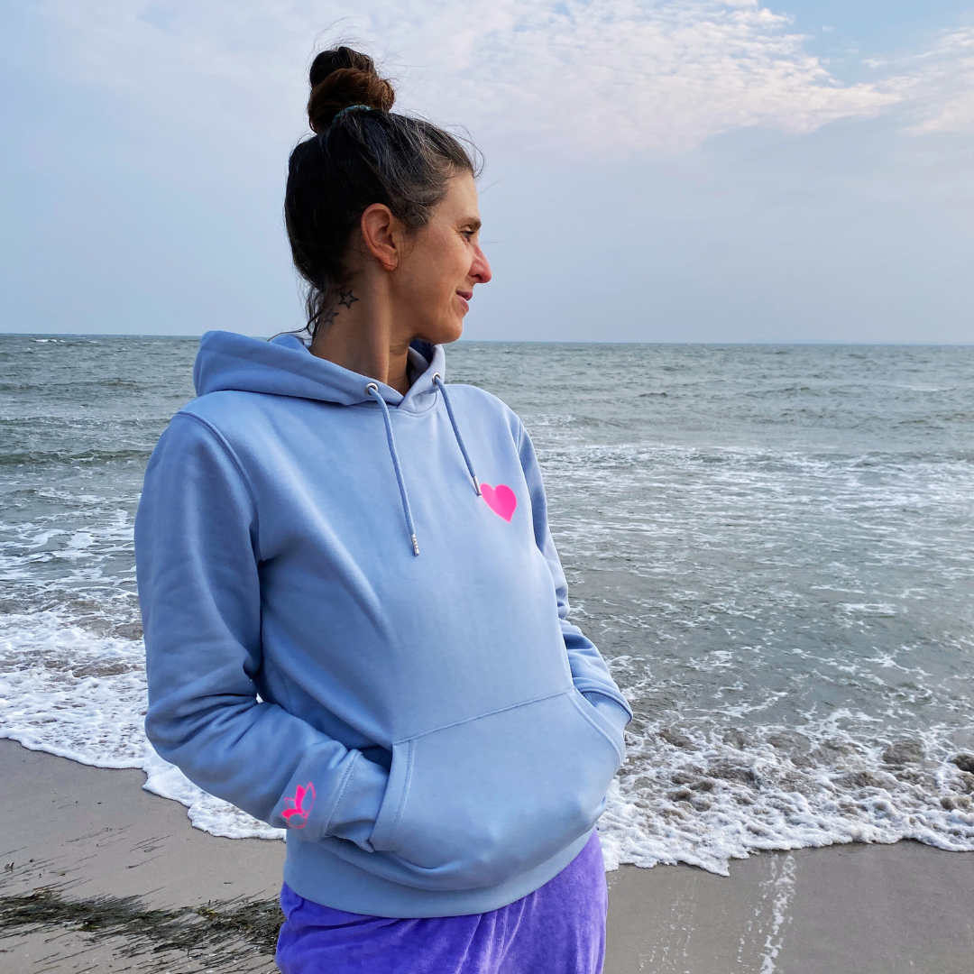 Kapuzenpullover Hoodie HERZ (serene blue/pink) loving soul