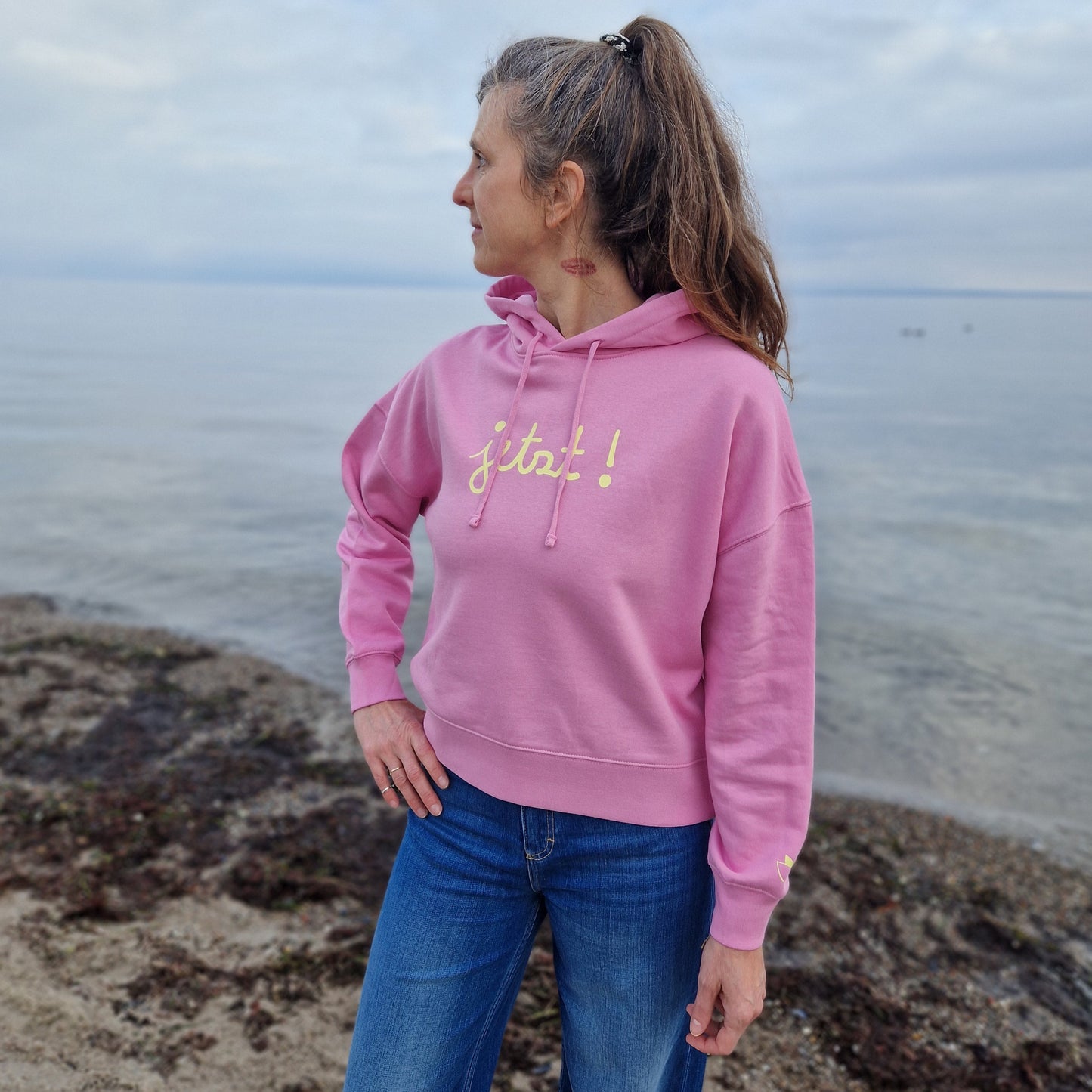 Kapuzenpullover Hoodie JETZT (bubble pink/pastell yellow) lovingsoul