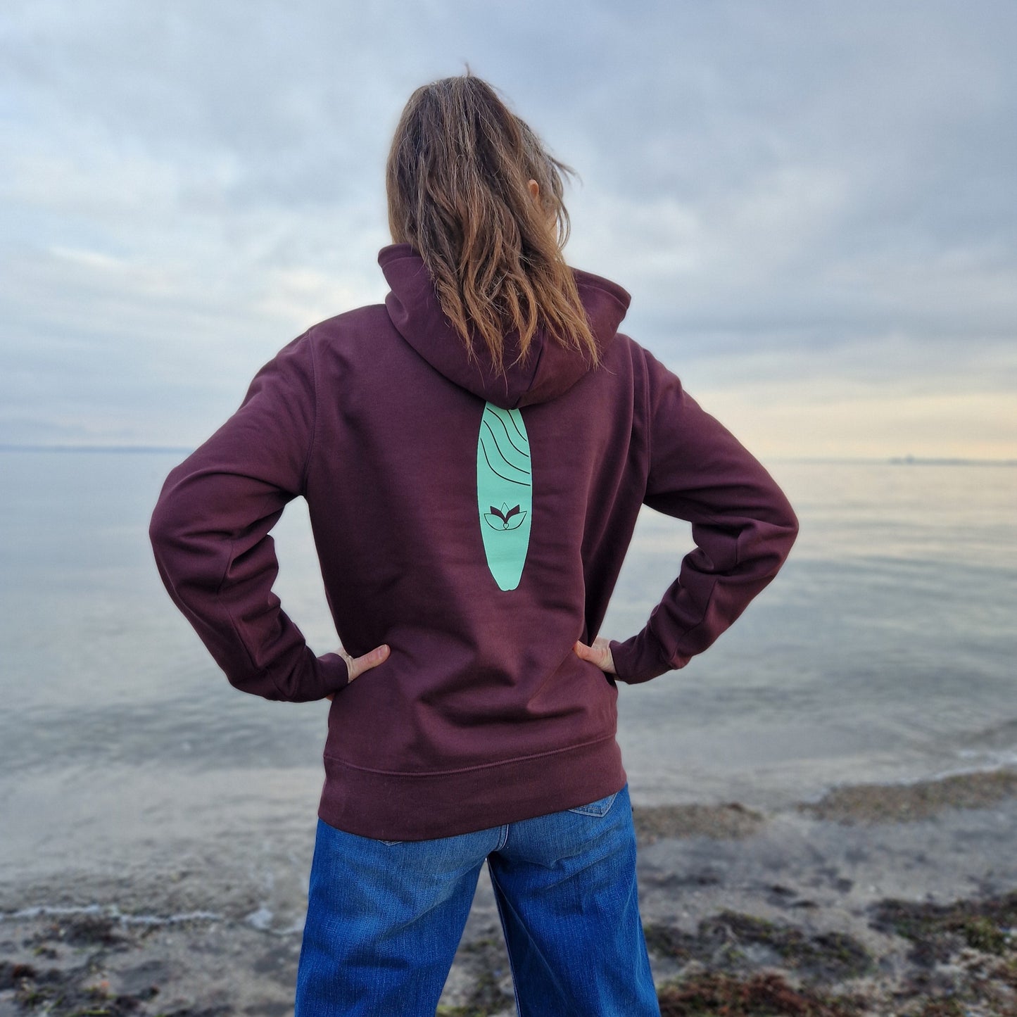 Kapuzenpullover Hoodie WAVE/SURFBOARD (red brown/mint) lovingsoul