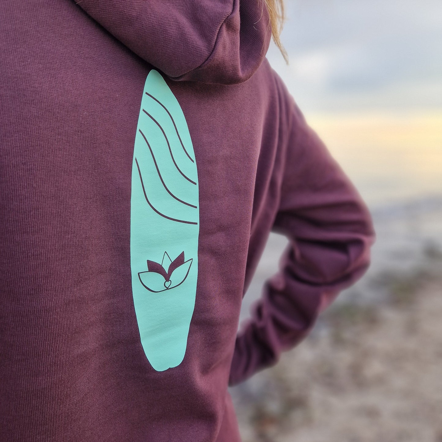 Kapuzenpullover Hoodie WAVE/SURFBOARD (red brown/mint) lovingsoul