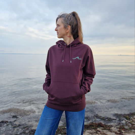 Kapuzenpullover Hoodie WAVE/SURFBOARD (red brown/mint) lovingsoul
