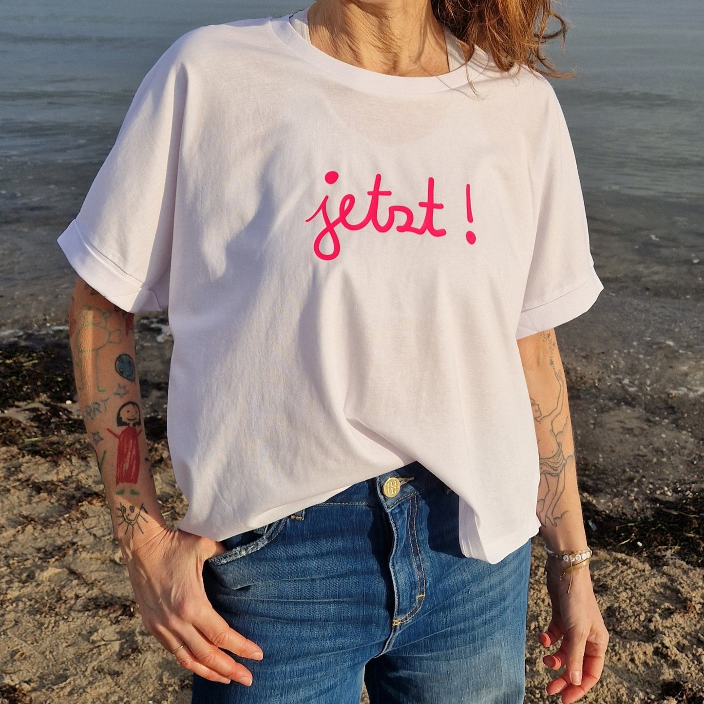 T-Shirt JETZT (white/pink) loving soul