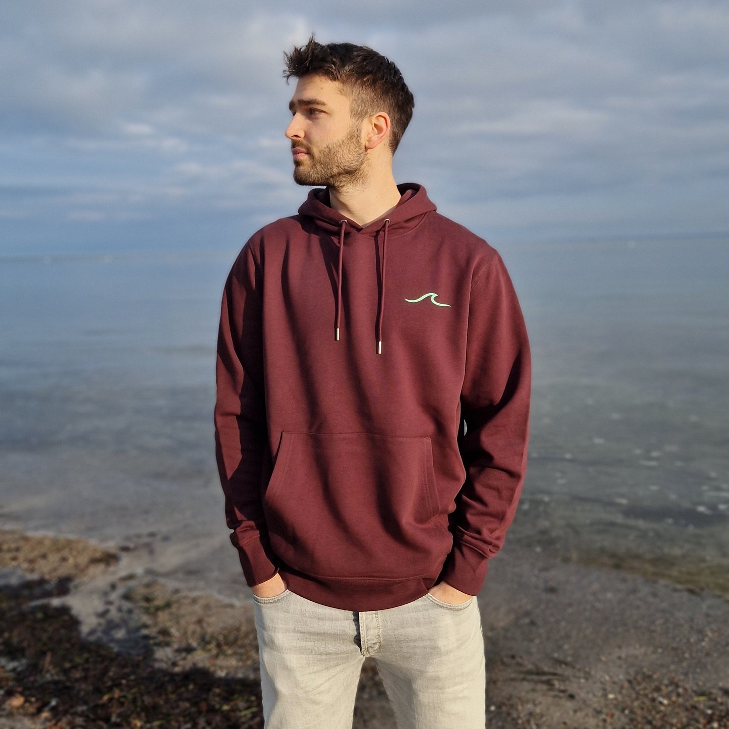 Kapuzenpullover Hoodie WAVE/SURFBOARD (red brown/mint) lovingsoul