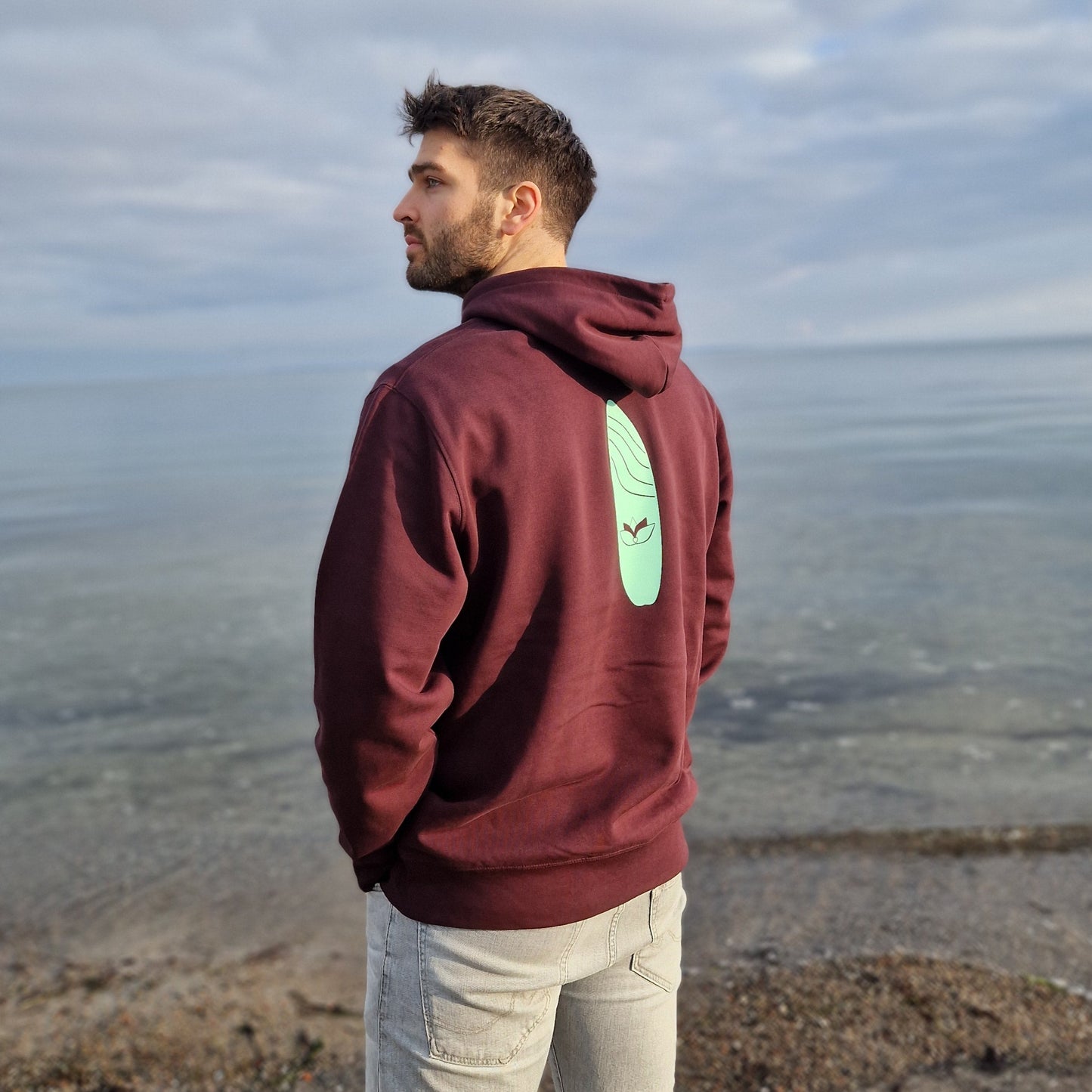 Kapuzenpullover Hoodie WAVE/SURFBOARD (red brown/mint) lovingsoul