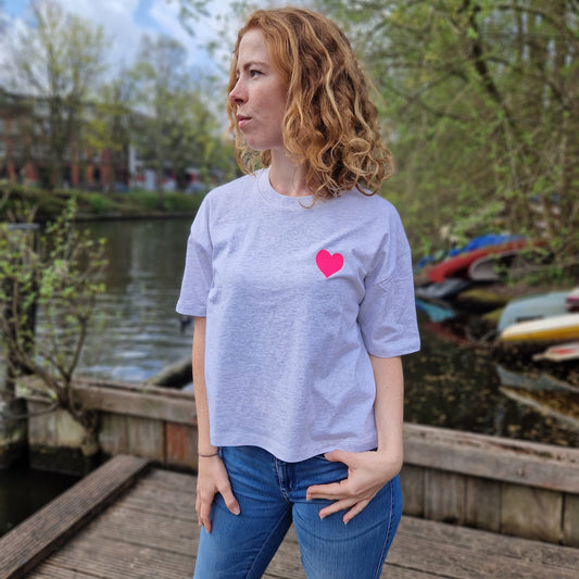 T-Shirt HERZ (cool h. grey/pink) loving soul