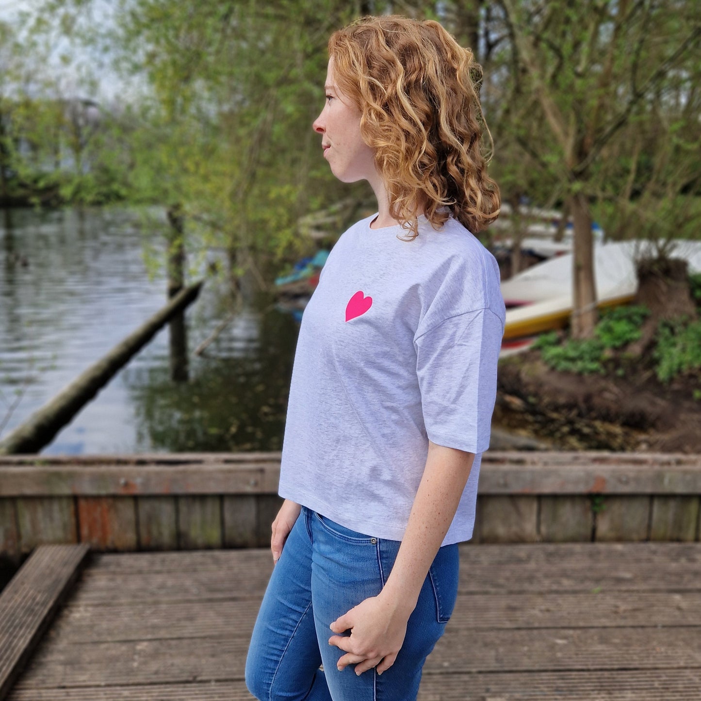 T-Shirt HERZ (cool h. grey/pink) loving soul