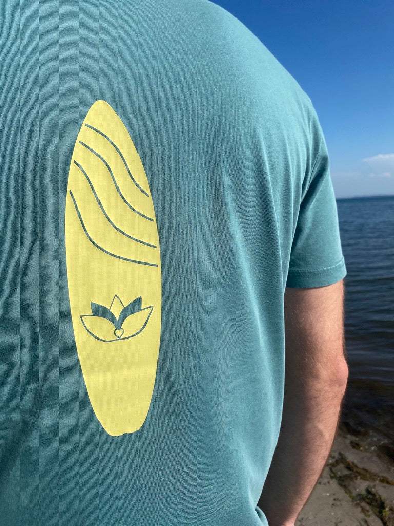 T-Shirt WAVE/SURFBOARD (dyed hydro/pastel yellow) loving soul