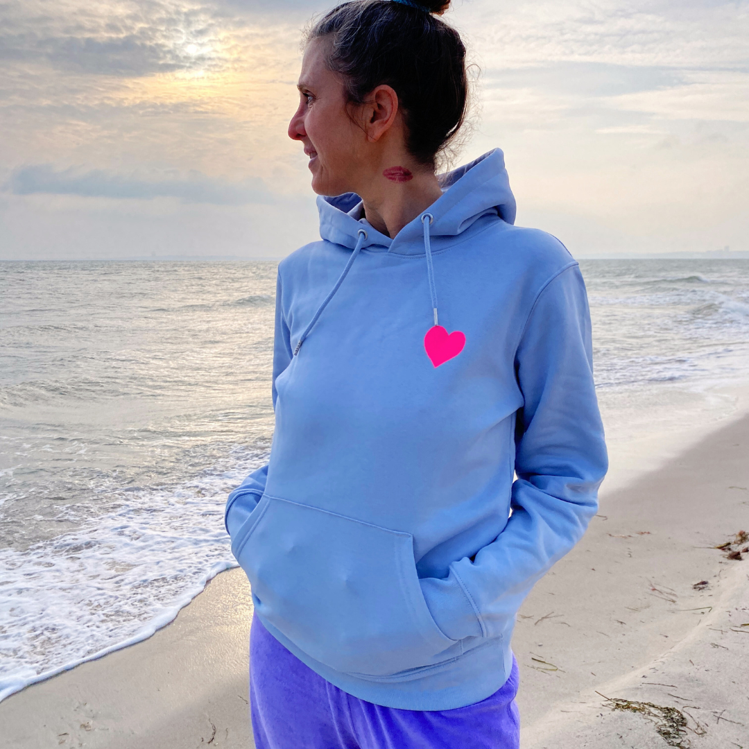 Kapuzenpullover Hoodie HERZ (serene blue/pink) loving soul