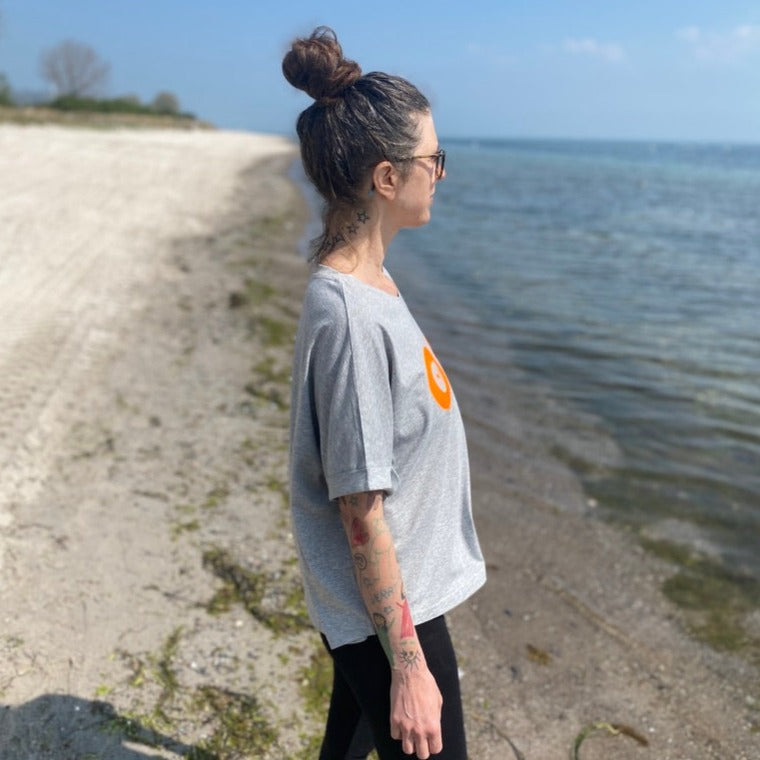T-Shirt OM (heather grey/orange) loving soul