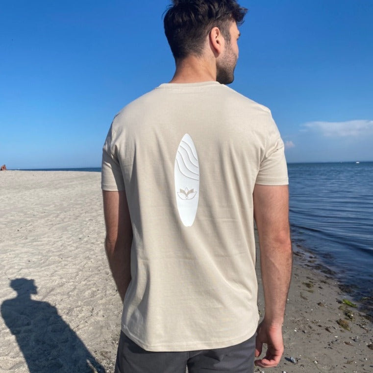 T-Shirt WAVE/SURFBOARD (desert dust/white) loving soul