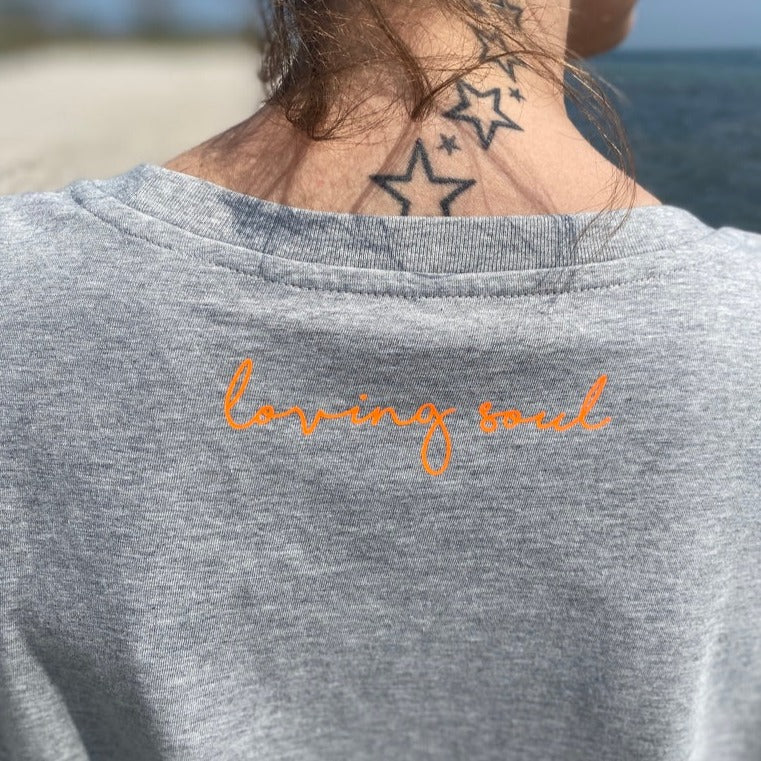 T-Shirt OM (heather grey/orange) loving soul