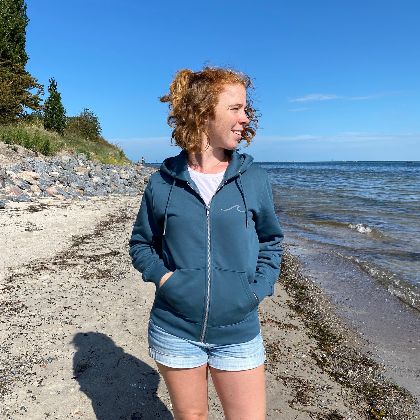 Zipper Hoodie WAVE/SURFBOARD (stargazer/coolgrey) loving soul