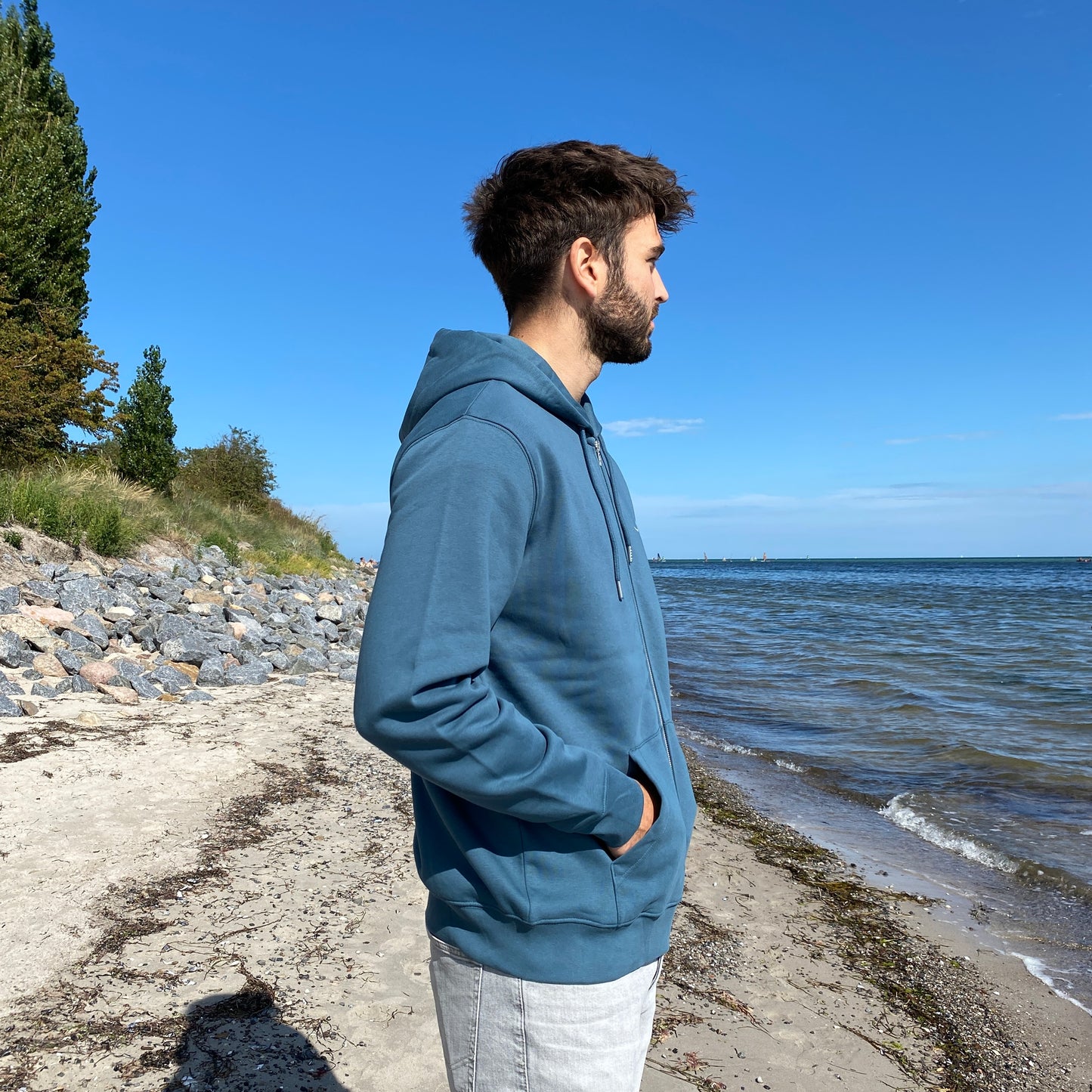Zipper Hoodie WAVE/SURFBOARD (stargazer/coolgrey) loving soul