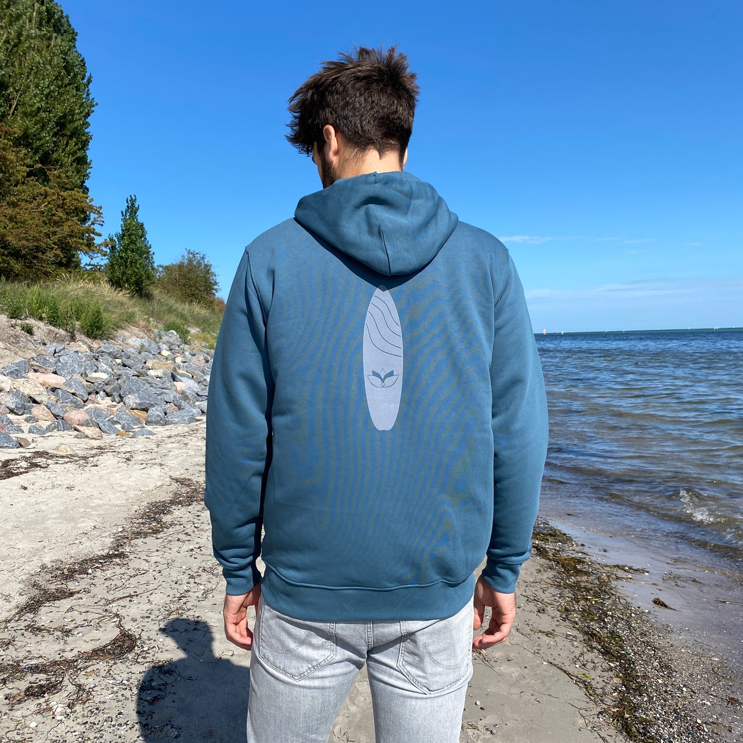 Zipper Hoodie WAVE/SURFBOARD (stargazer/coolgrey) loving soul