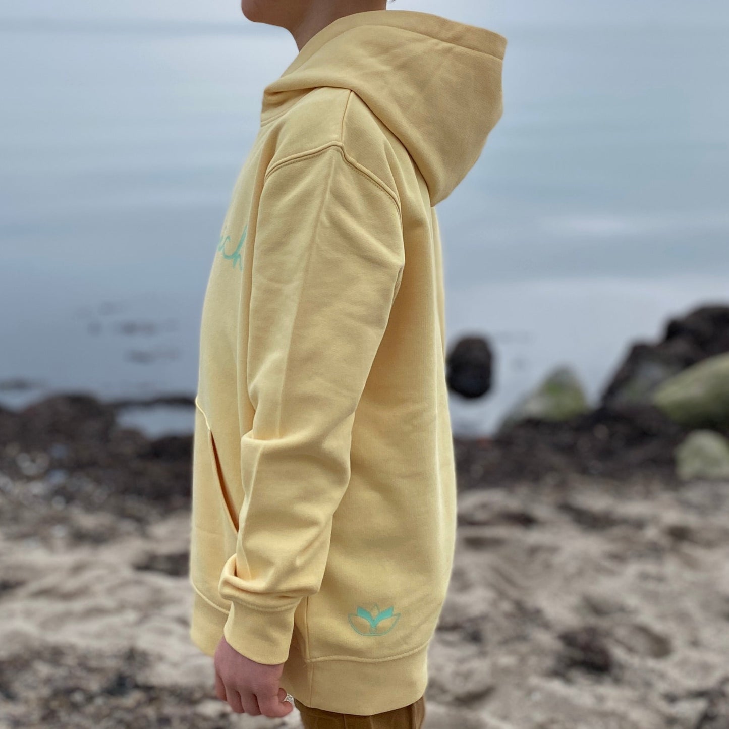 Kinder Kapuzenpullover Hoodie GLÜCKLICH (viva yellow/mint) loving soul