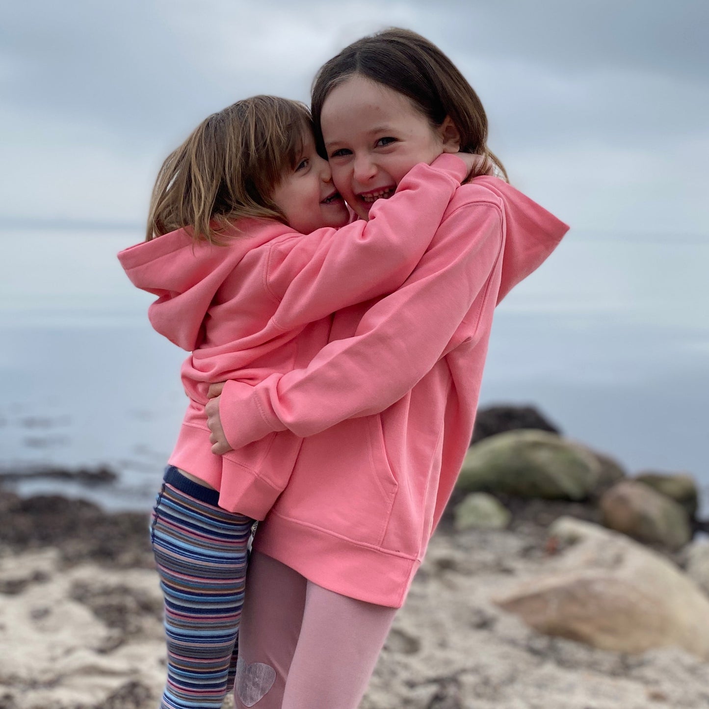 Kinder Kapuzenpullover Hoodie GLÜCKLICH (pink joy/pastell yellow) loving soul
