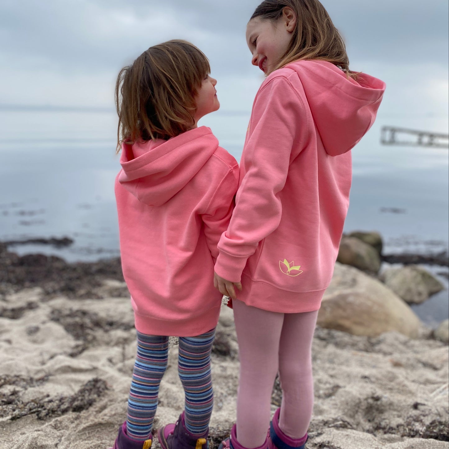 Kinder Kapuzenpullover Hoodie GLÜCKLICH (pink joy/pastell yellow) loving soul