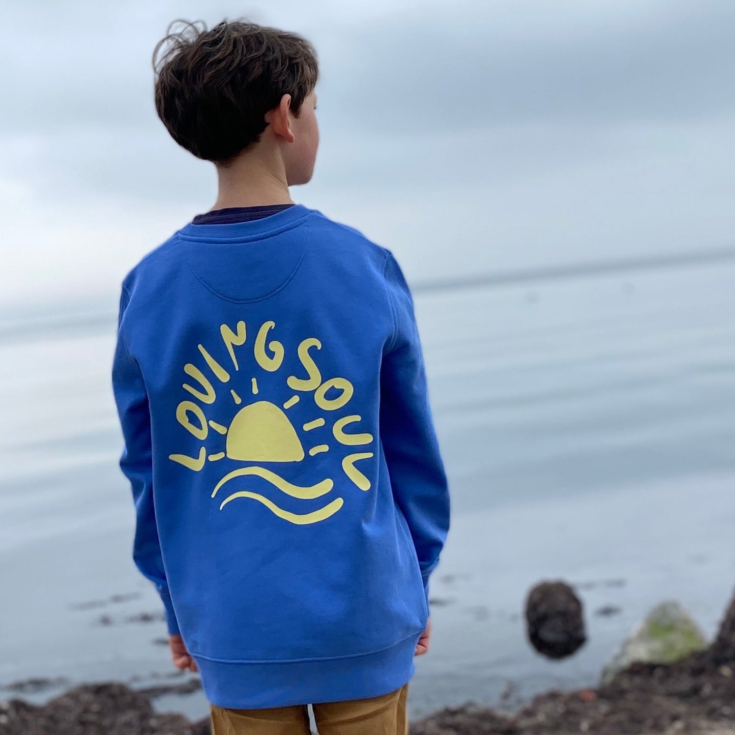 Kinder Sweatshirt SUNSET (bright blue/pastell yellow) loving soul
