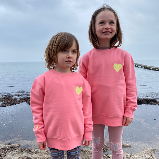 Kinder Sweatshirt HERZ (pink joy/pastell yellow) loving soul