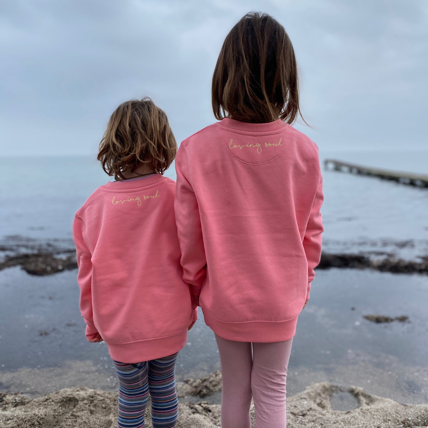 Kinder Sweatshirt HERZ (pink joy/pastell yellow) loving soul