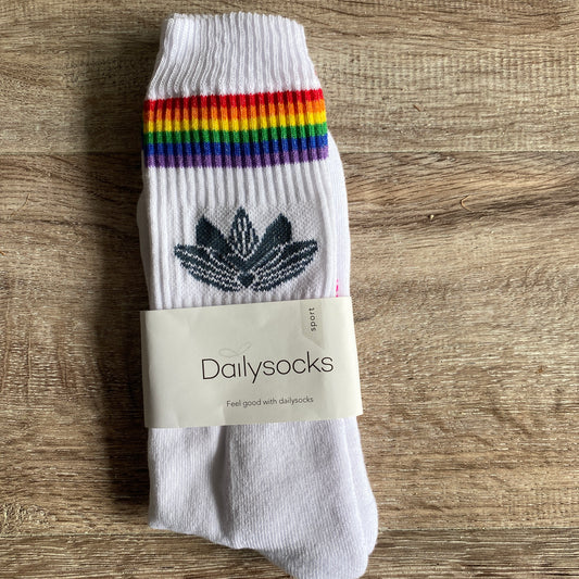 Socken LOTUS (weiß/grau/regenbogen) loving soul