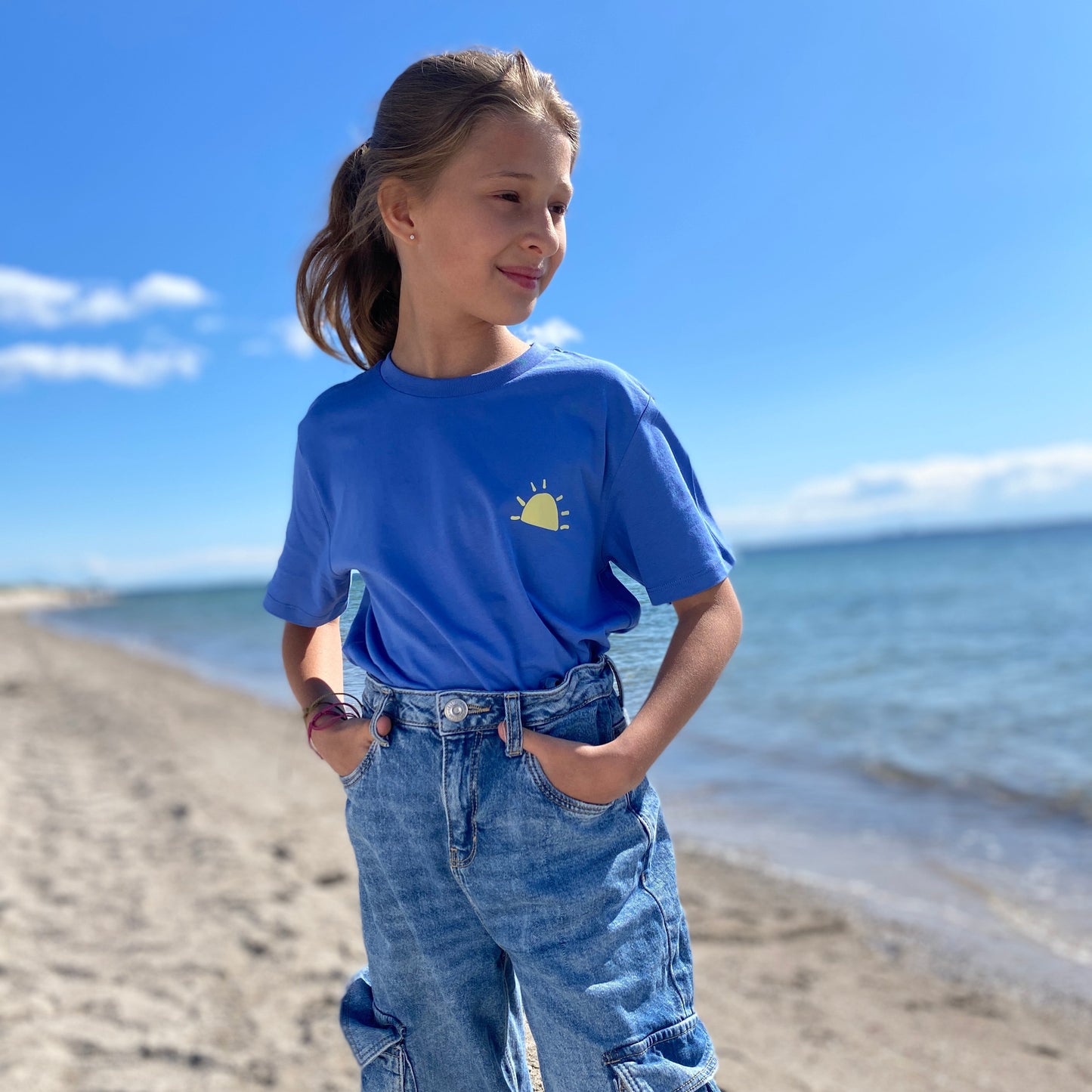 Kinder T-Shirt SUNSET (bright blue/pastell yellow) lovingsoul