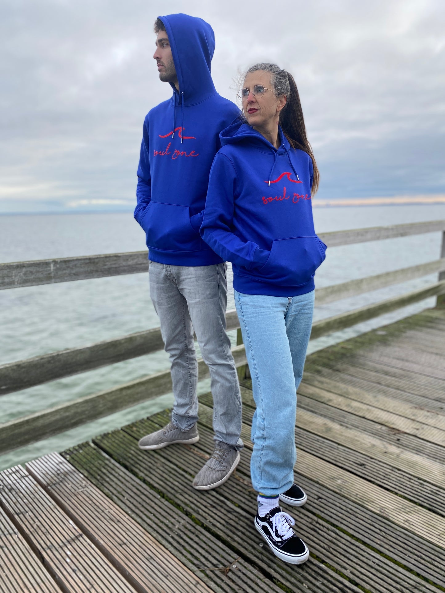 Kapuzenpullover Hoodie SOUL ZONE SURFBOARD (worker blue/feuerrot) loving soul