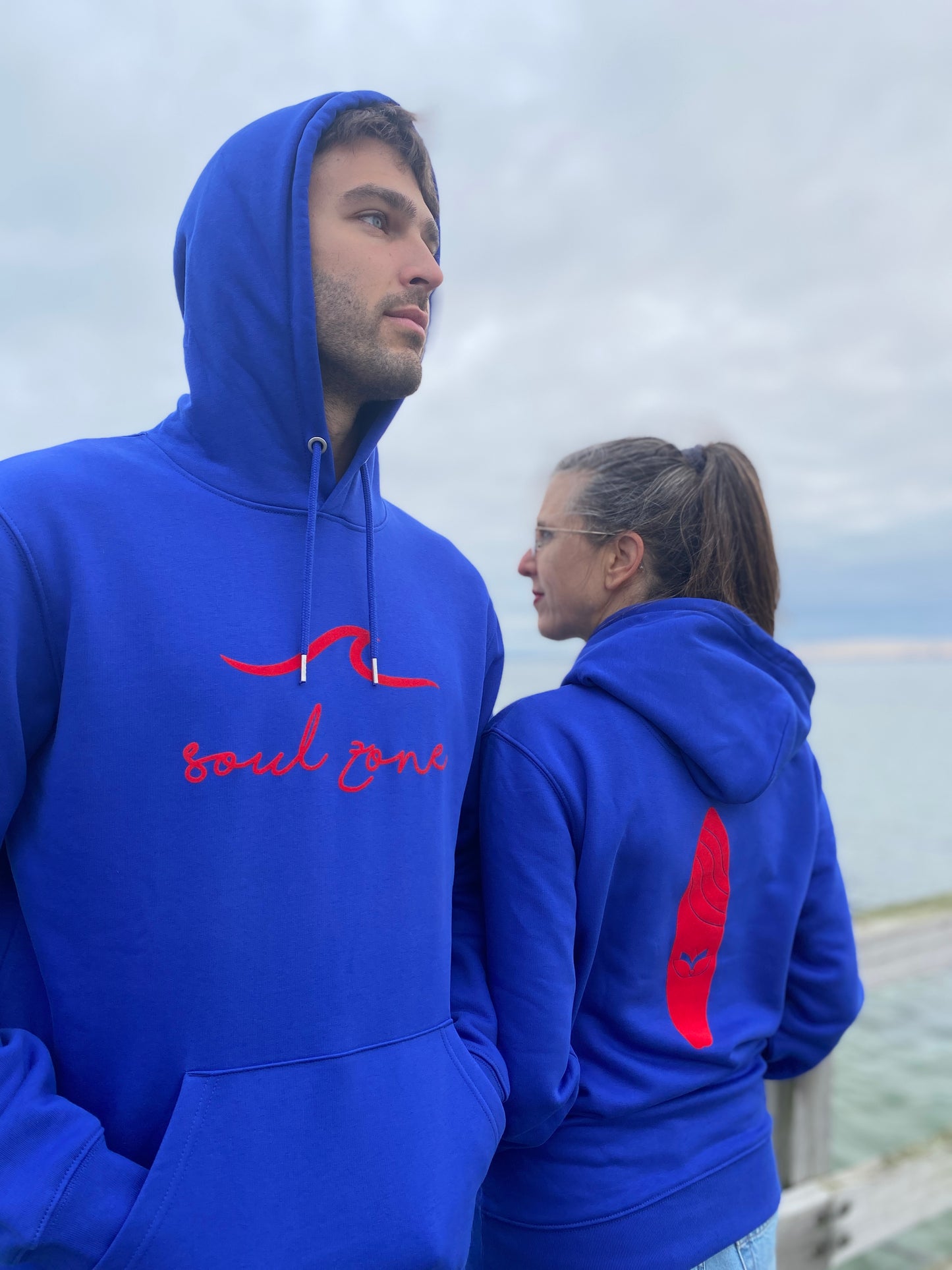 Kapuzenpullover Hoodie SOUL ZONE SURFBOARD (worker blue/feuerrot) loving soul