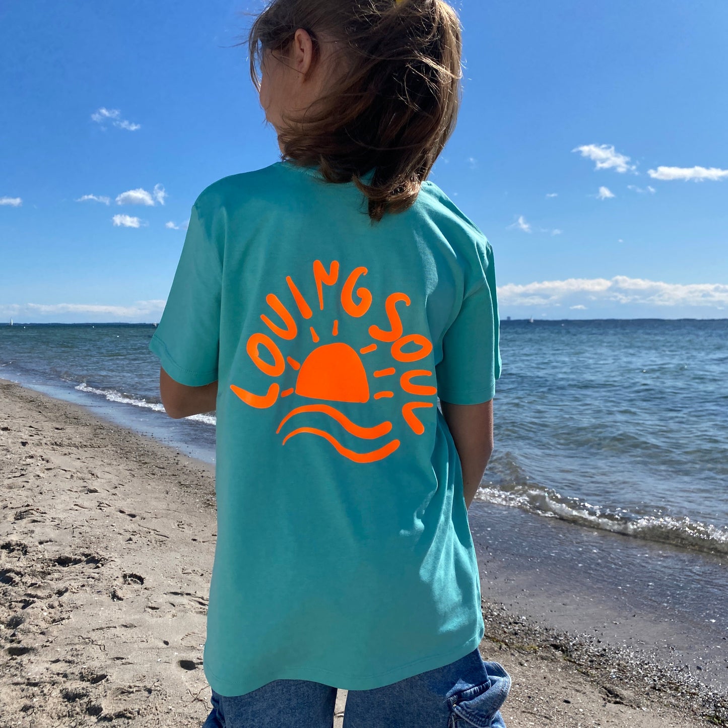 Kinder T-Shirt SUNSET (pool blue/orange) lovingsoul