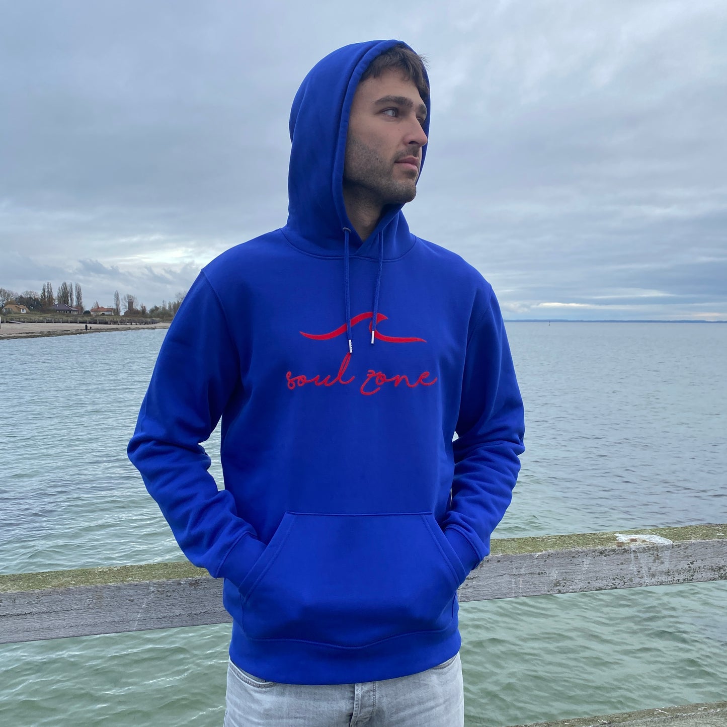 Kapuzenpullover Hoodie SOUL ZONE SURFBOARD (worker blue/feuerrot) loving soul