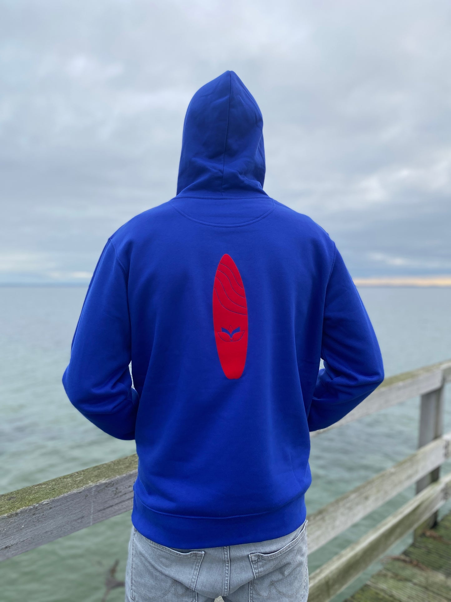 Kapuzenpullover Hoodie SOUL ZONE SURFBOARD (worker blue/feuerrot) loving soul