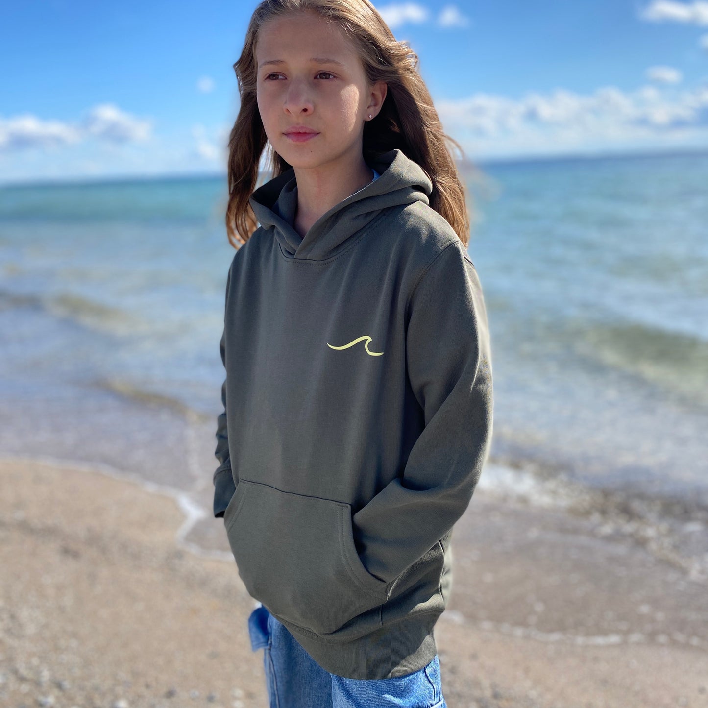Kinder Kapuzenpullover Hoodie WELLE/BOARD (khaki/pastell yellow) loving soul