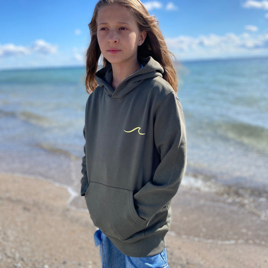 Kinder Kapuzenpullover Hoodie WELLE/BOARD (khaki/pastell yellow) loving soul