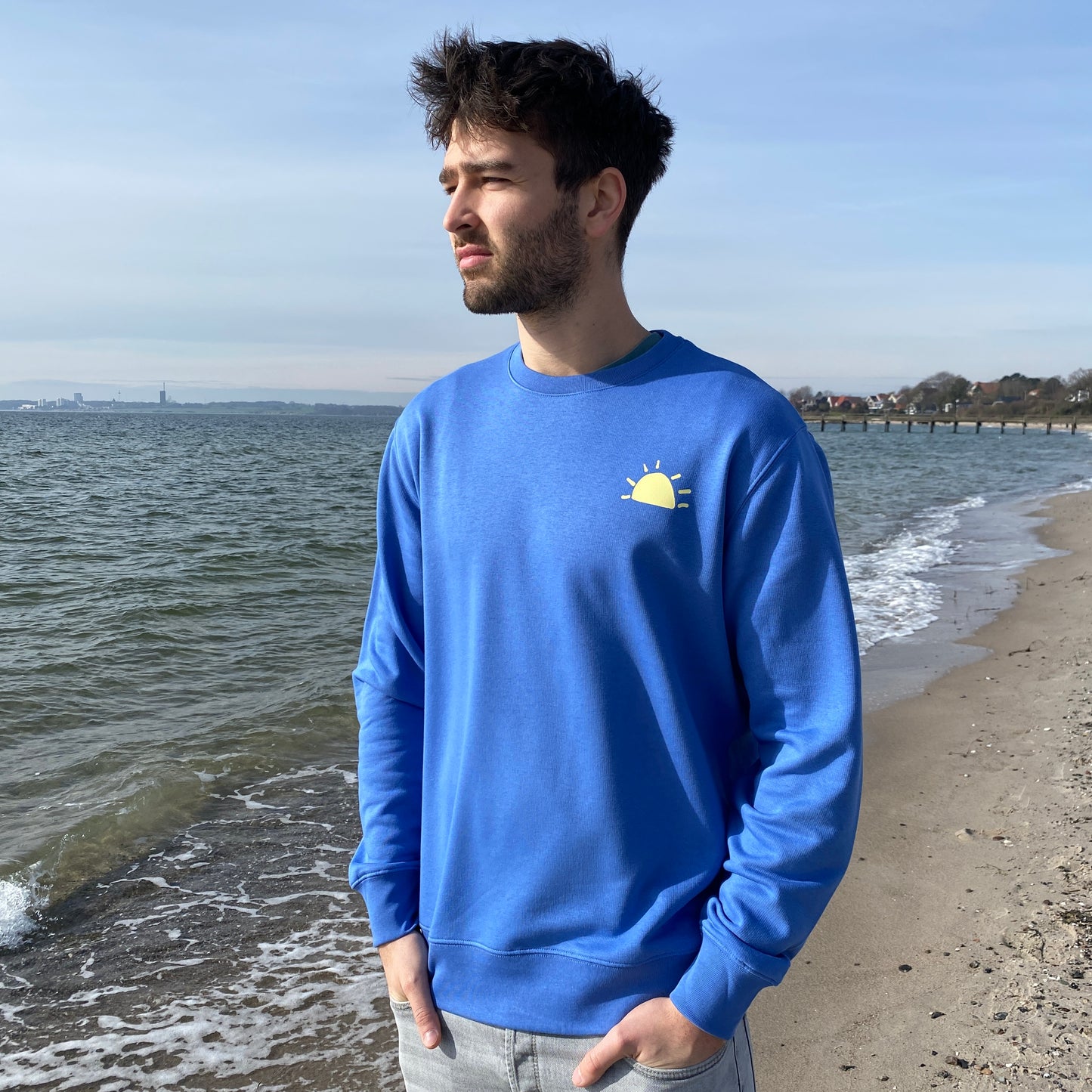 Sweatshirt SUNSET (bright blue/pastel yellow) loving soul