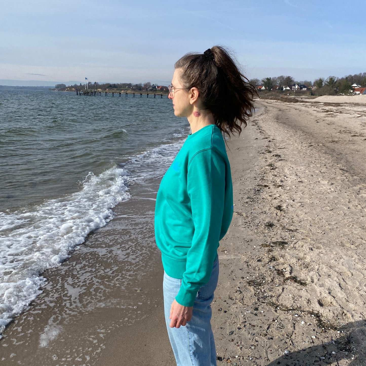 Sweatshirt SUNSET (go green/neon blue) loving soul