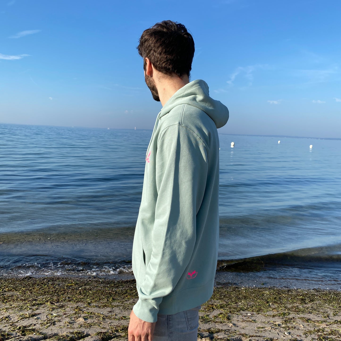 Kapuzenpullover Hoodie GLÜCKLICH (aloe/pink) loving soul