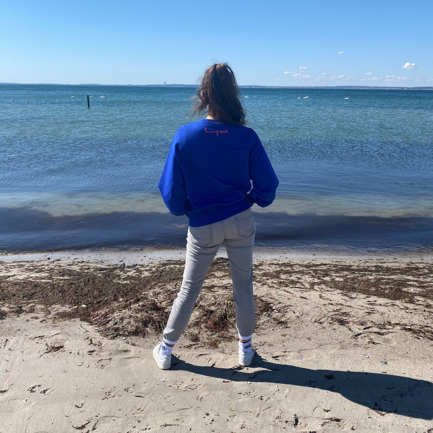 Sweatshirt OM (worker blue/orange) loving soul