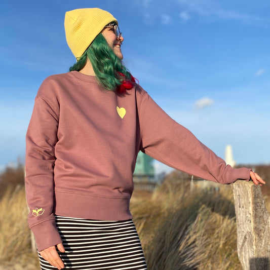 Sweatshirt HERZ (coffee/pastel yellow) loving soul