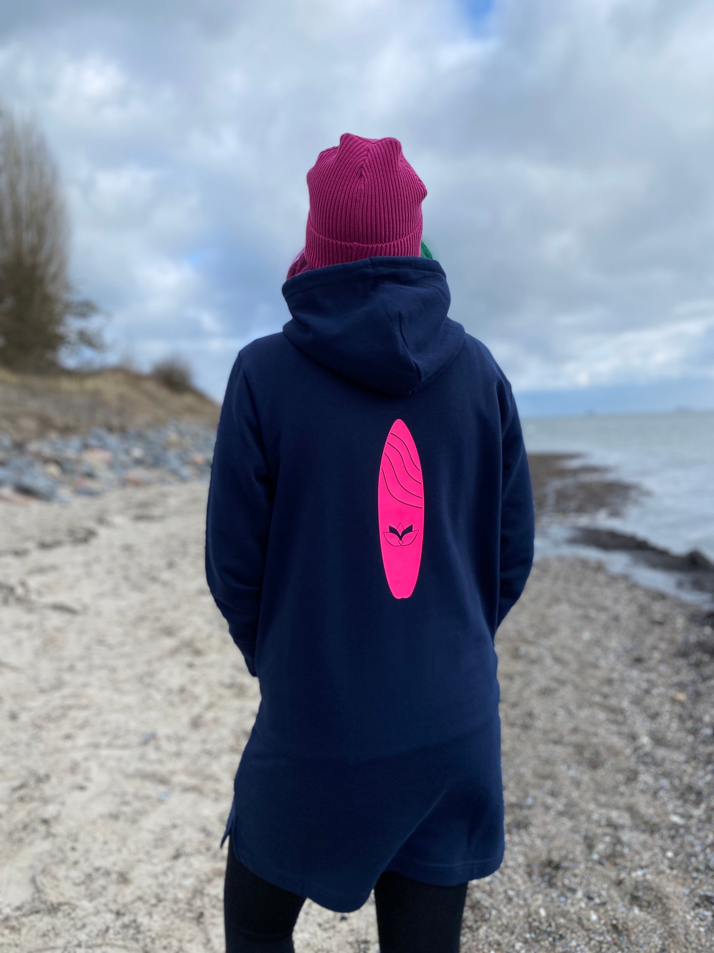 Sweatkleid mit Kapuze HERZ SURFBOARD (navy/pink) loving soul