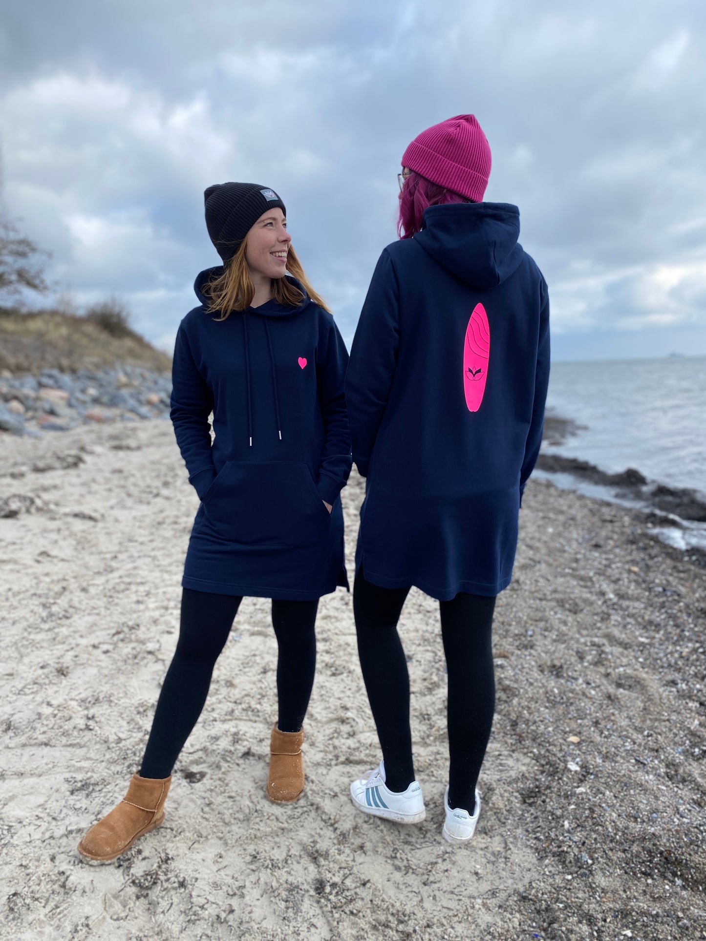 Sweatkleid mit Kapuze HERZ SURFBOARD (navy/pink) loving soul