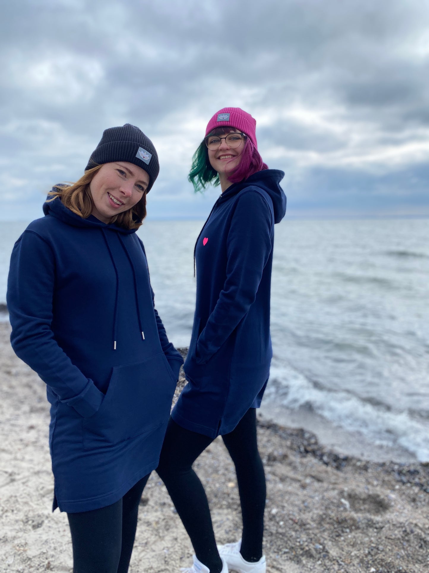 Sweatkleid mit Kapuze HERZ SURFBOARD (navy/pink) loving soul