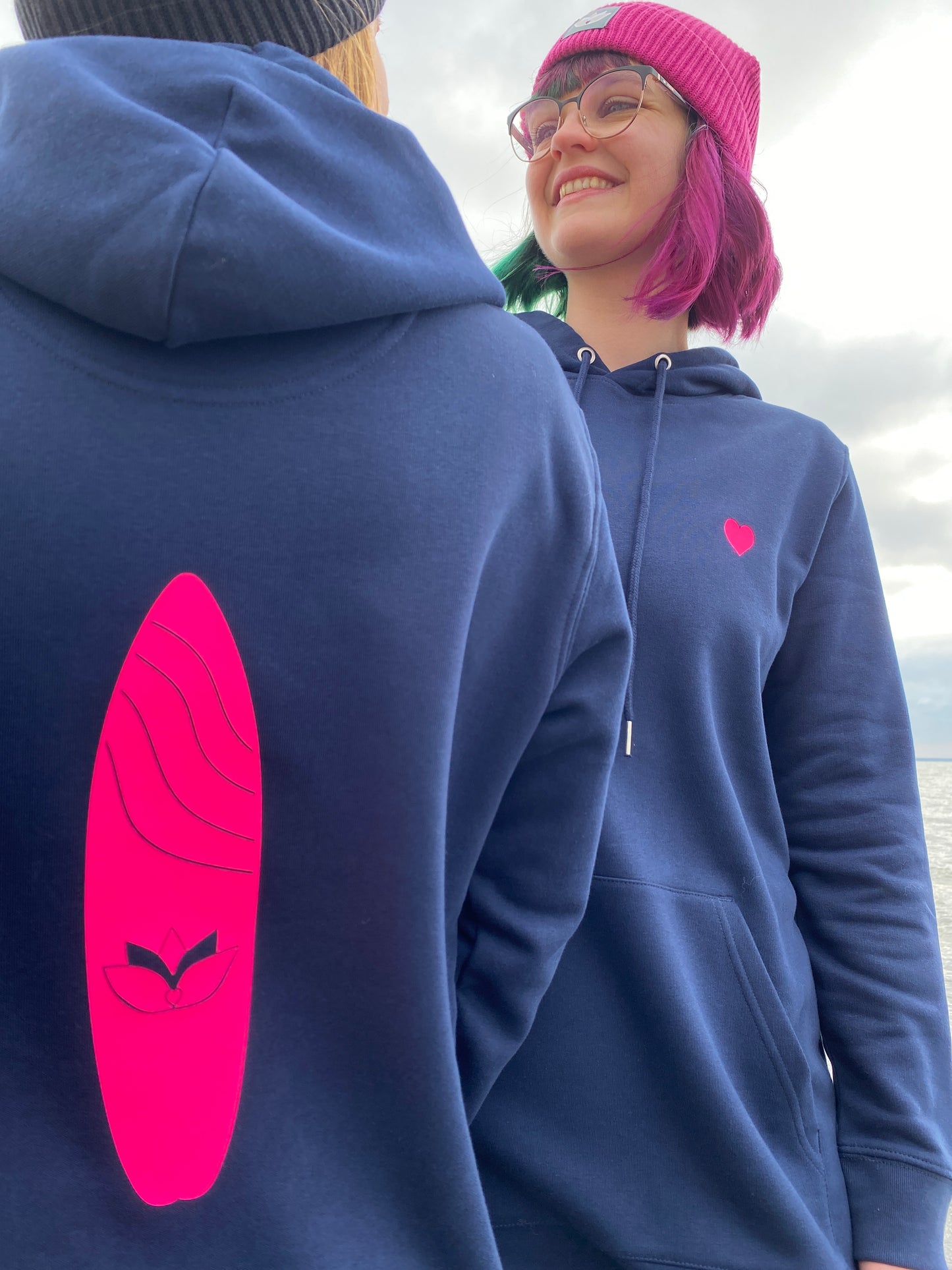 Sweatkleid mit Kapuze HERZ SURFBOARD (navy/pink) loving soul