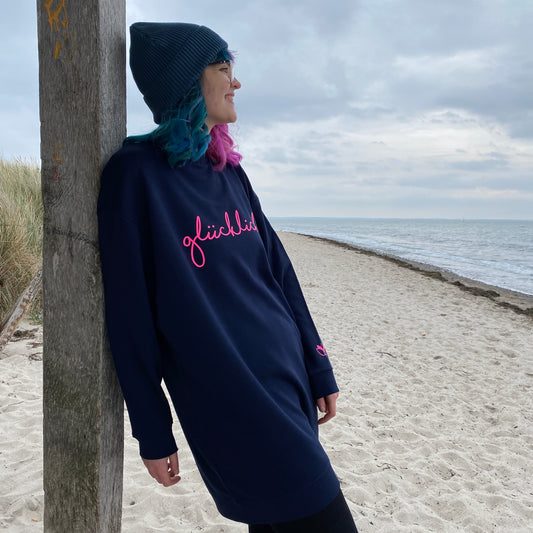 Sweatkleid GLÜCKLICH (navy/pink) loving soul