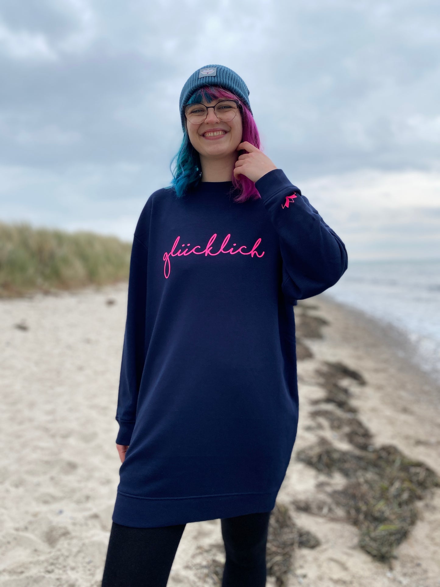 Sweatkleid GLÜCKLICH (navy/pink) loving soul