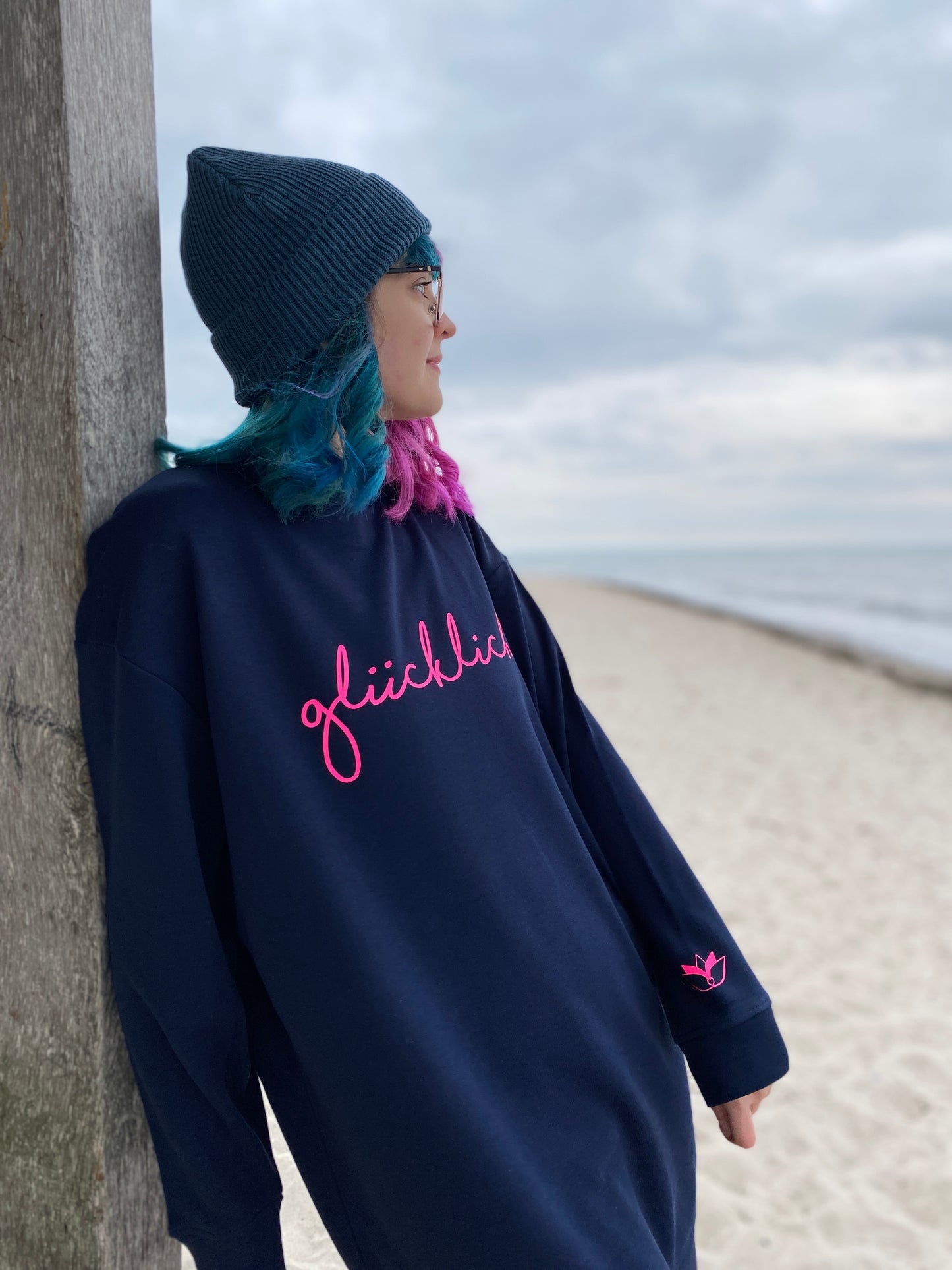 Sweatkleid GLÜCKLICH (navy/pink) loving soul