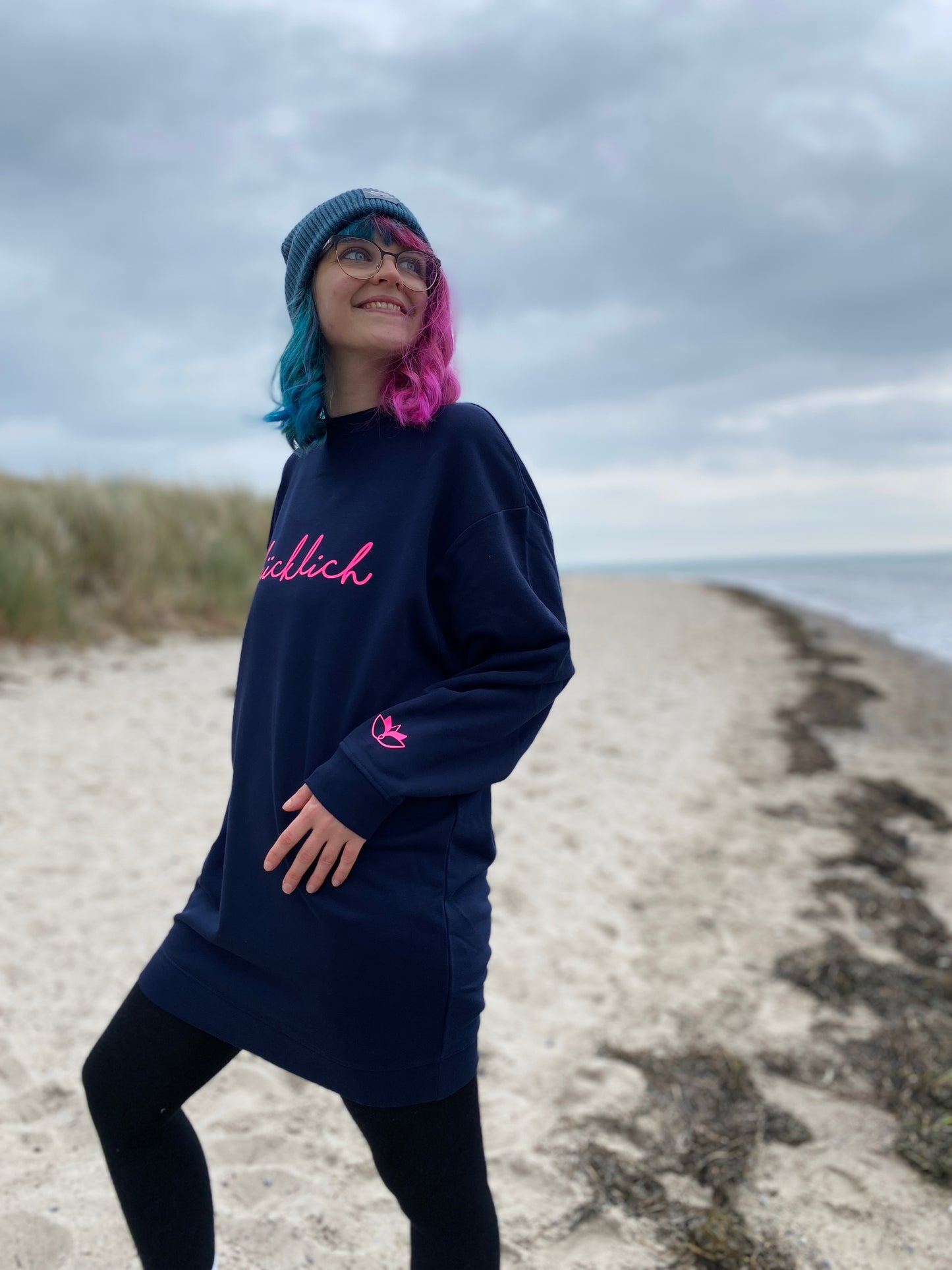 Sweatkleid GLÜCKLICH (navy/pink) loving soul