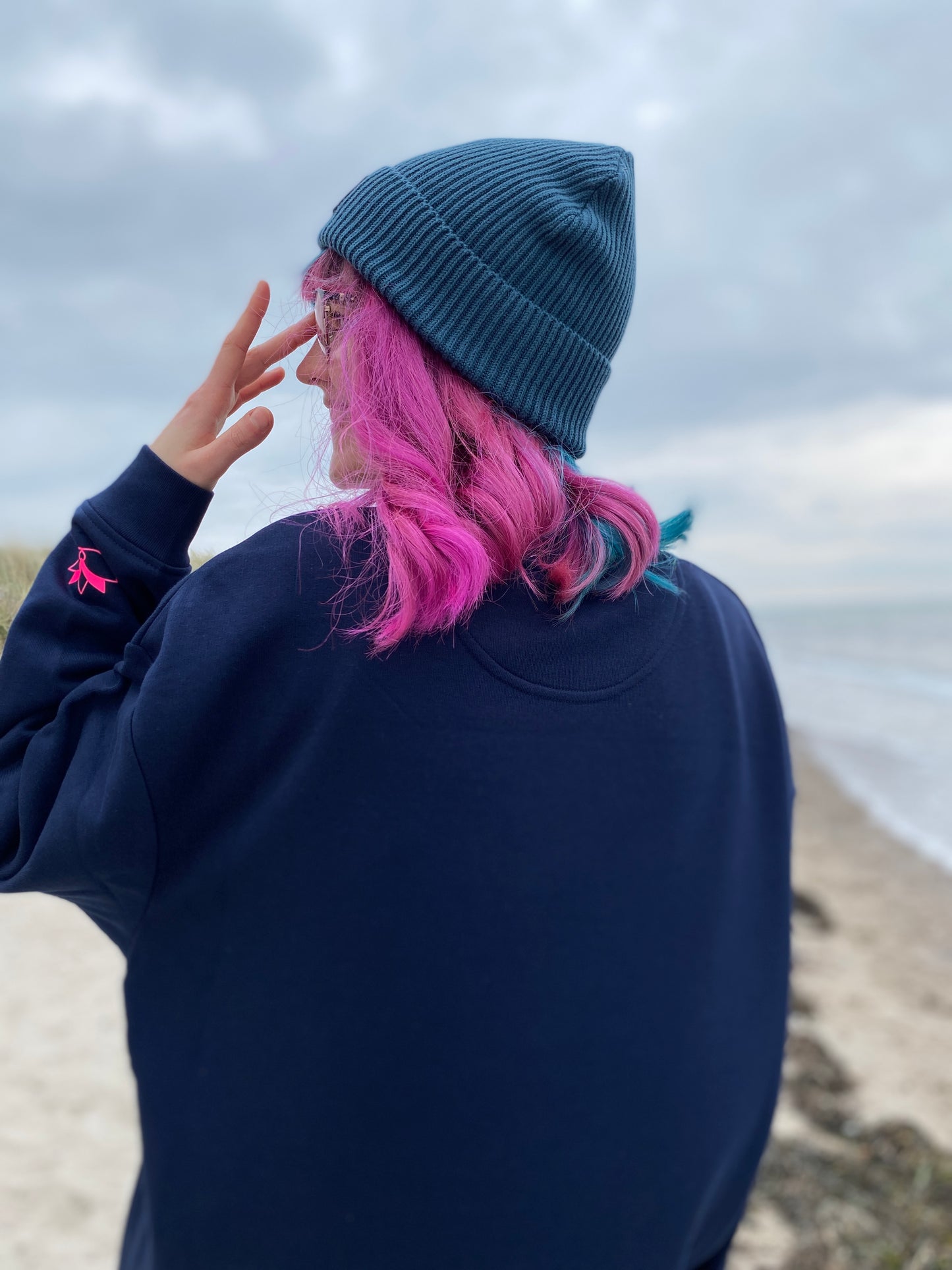 Sweatkleid GLÜCKLICH (navy/pink) loving soul