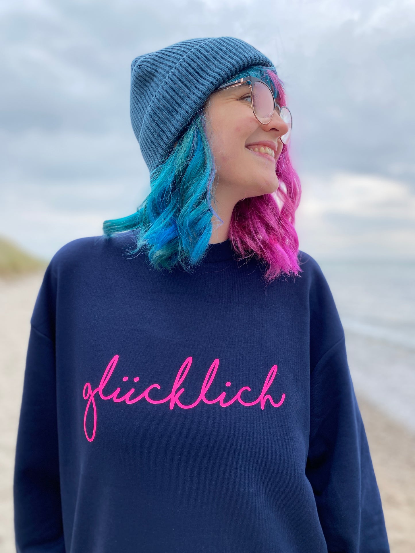 Sweatkleid GLÜCKLICH (navy/pink) loving soul